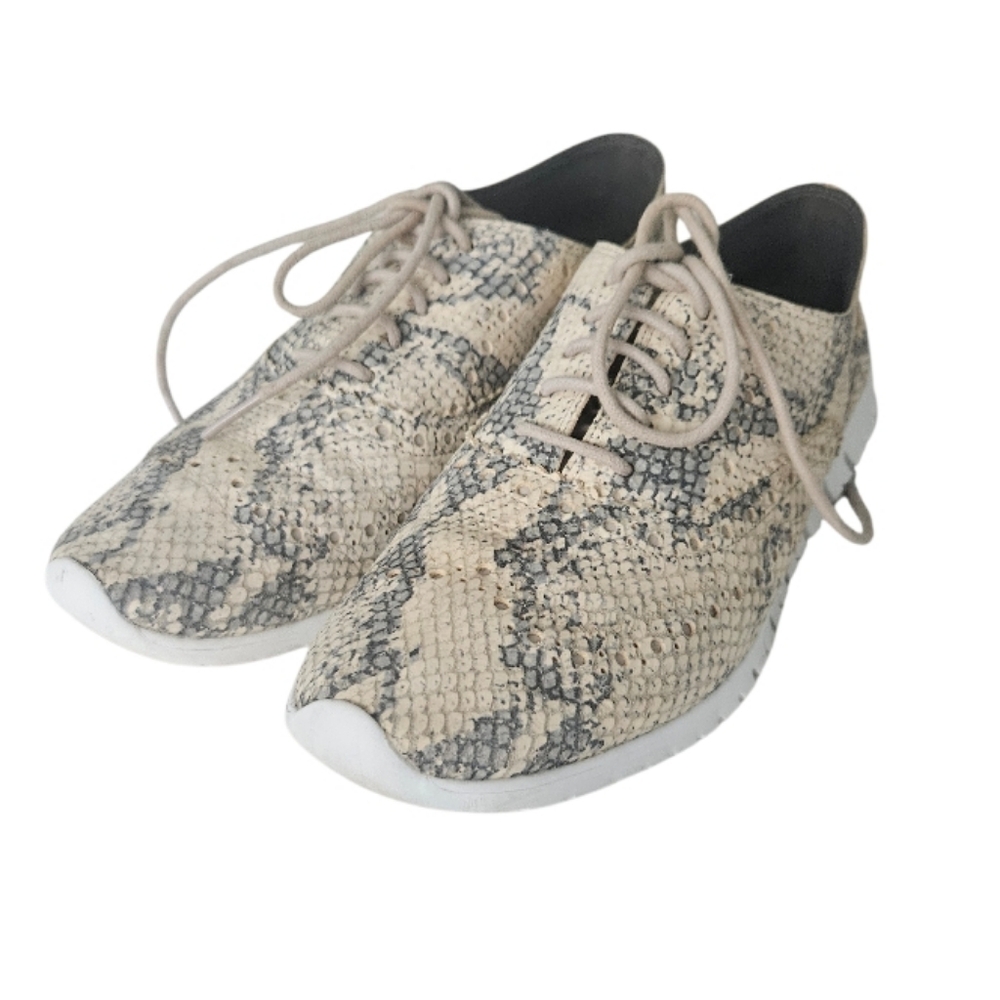 Cole Haan Oxford Suede Leather  Women's Snakeskin Pattern Lace-Up Shoes - Picture 3 of 10